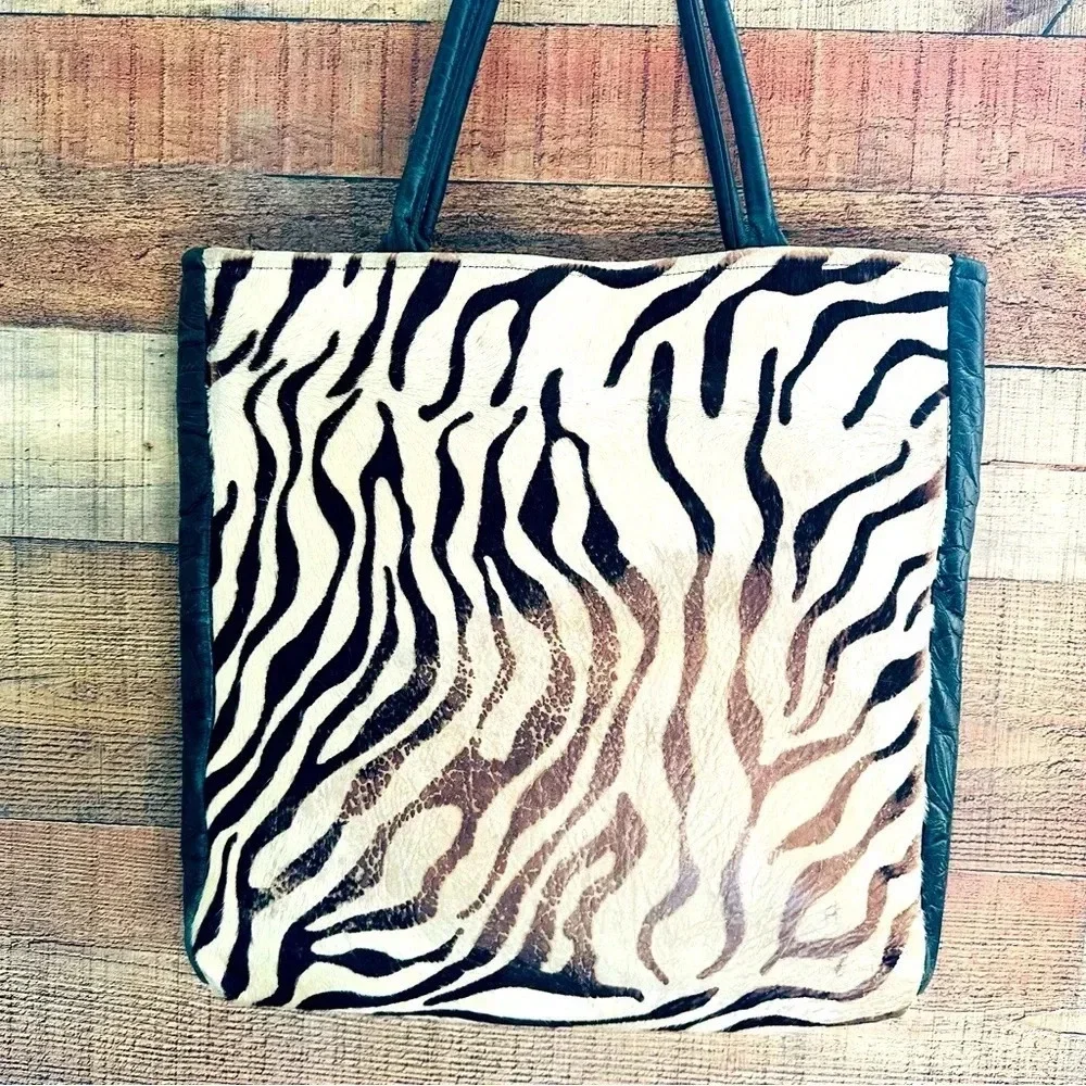Kurtmen Designs Cowhide W Turquoise Nugget and Crystal Tote Bag